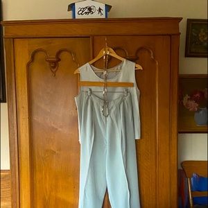 Silk pant, Cami, shell necklace